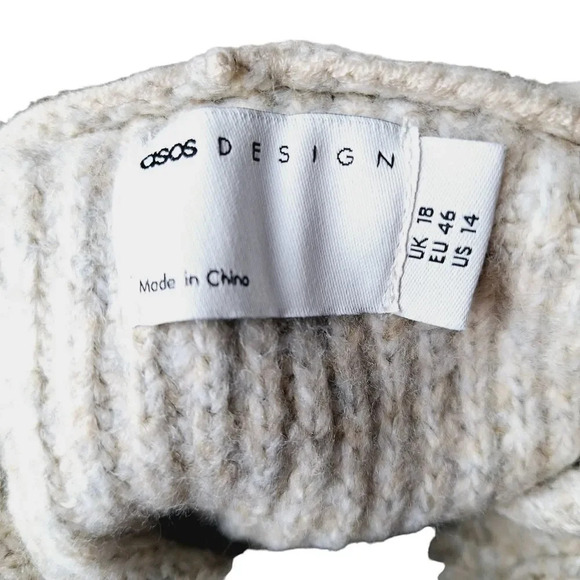 ASOS Women 14 Gray Grey Premium Lounge Cozy Cable Knit Pullover Hoodie Sweater - Picture 11 of 11